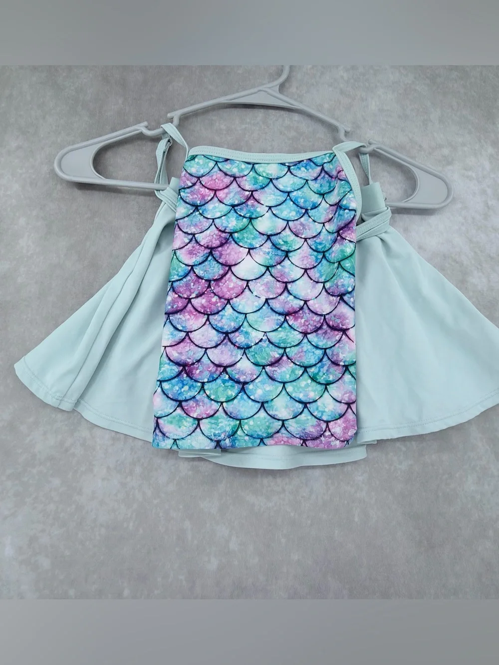Girls Aqua Mermaid Scale Swim suit set skirt built in 6T